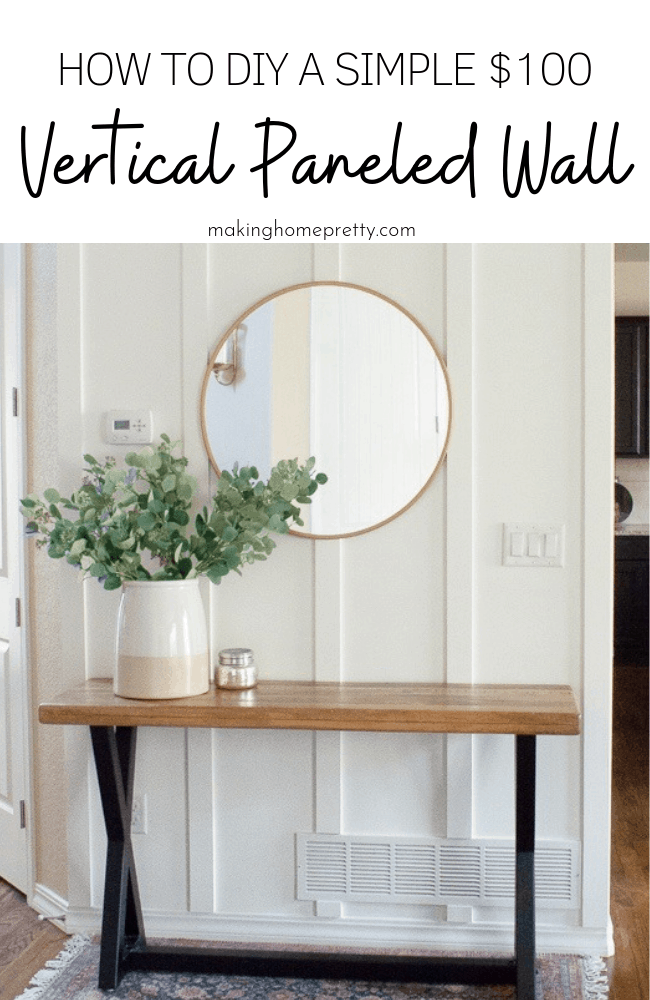 A simple and easy DIY tutorial for a Vertical Paneled Accent Wall. #boardandbatten #accentwall #chantillylace #diy