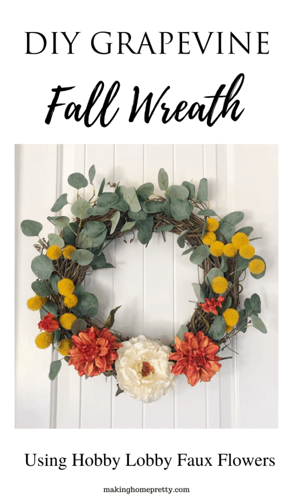 DIY Grapevine Fall Wreath using Hobby Lobby faux flowers and stems. 