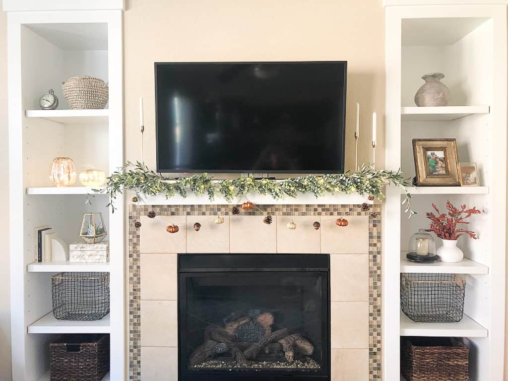 DIY fall garland for your fireplace mantel using supplies from Hobby Lobby. 