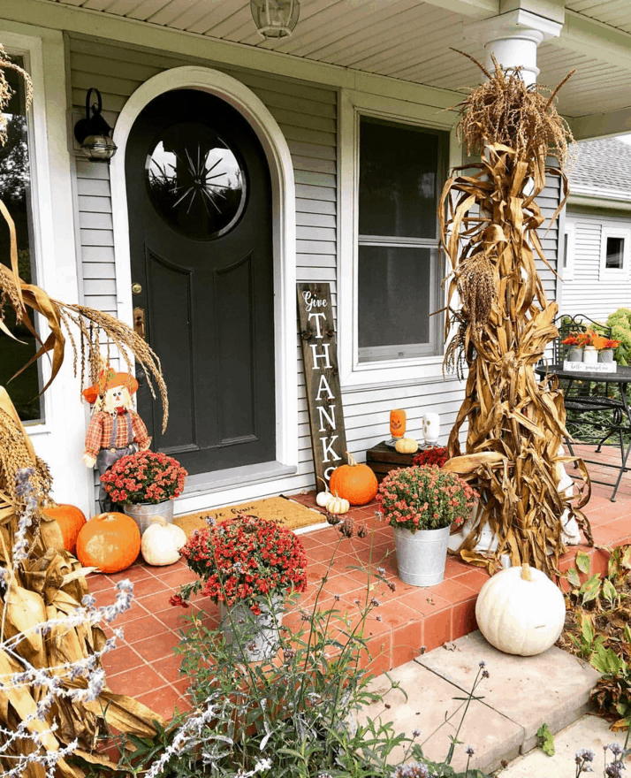 Do a Pumpkin patch theme for decorating your fall front porch. 