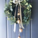 DIY Christmas Wreath with Ribbon and Brass Bells