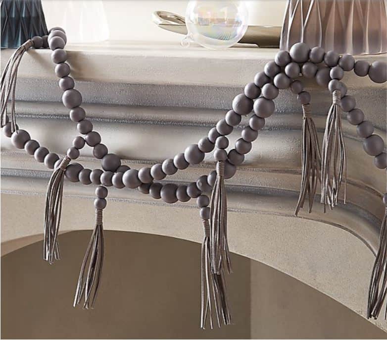 wood bead garland with tassels by CB2. 