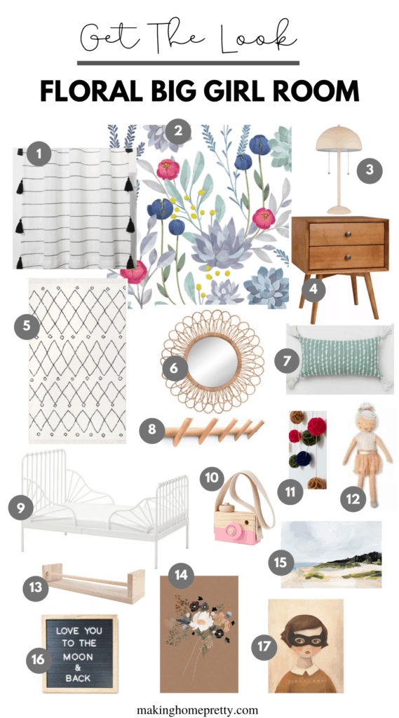Get the look for this Happy and Floral Toddler Girl Bedroom that I designed for my two girls. 