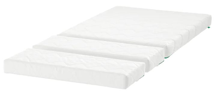 Ikea offers several different extendable mattress options for this bed. Or you can extend the bed to it's full twin size length and buy a twin mattress. 