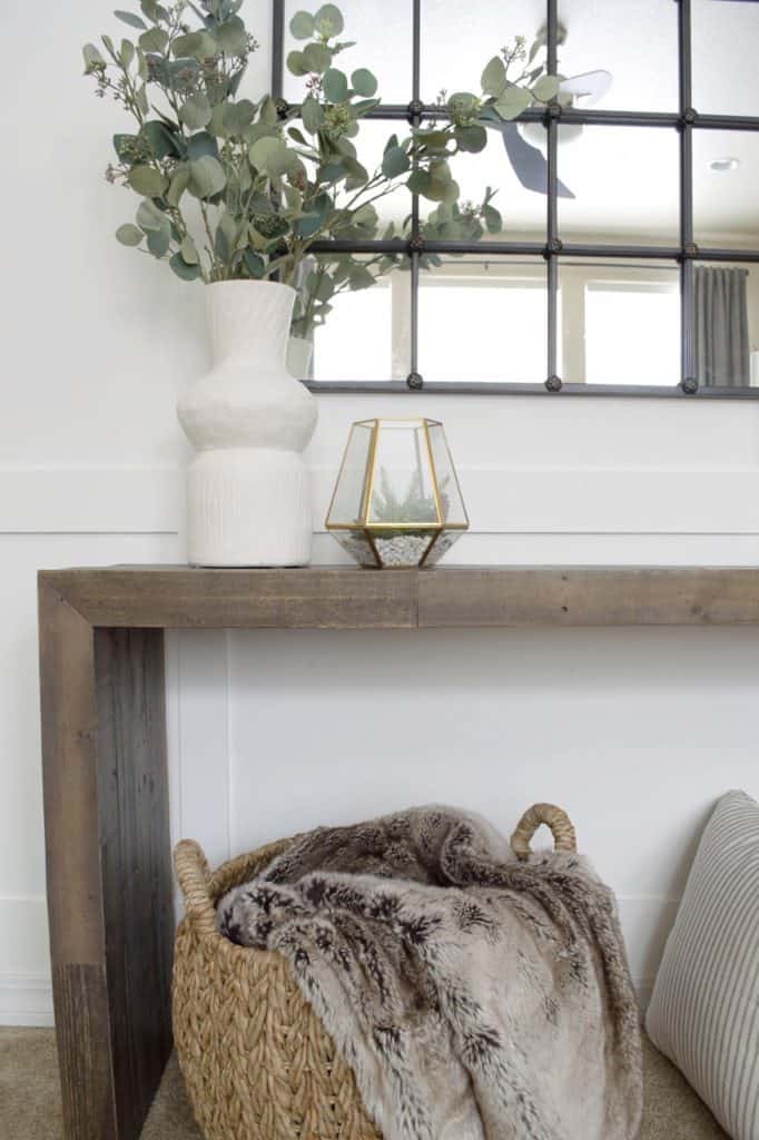 This console table by West Elm is made of recycled pine from shipping pallets and has lots of unique characteristics. 