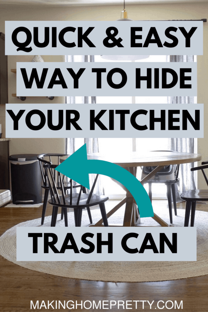 Want to learn how to quickly and easily hide your kitchen trash can for good? Check out this amazing product called the Rev A Shelf! It is a chrome sliding frame that you can easily place into your cabinet, to hide your trash can and keep your kitchen looking pretty. 