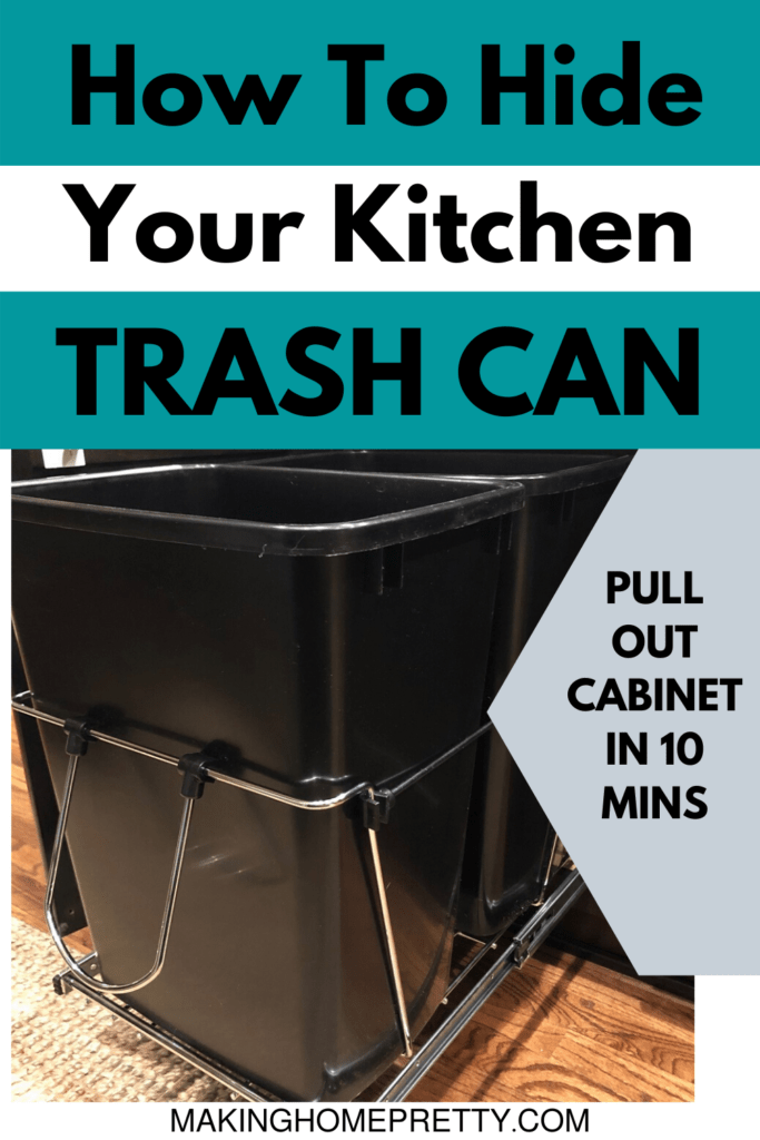 Want to learn how to quickly and easily hide your kitchen trash can for good? Check out this amazing product called the Rev A Shelf! It is a chrome sliding frame that you can easily place into your cabinet, to hide your trash can and keep your kitchen looking pretty. We added to our kitchen and I wish I did it sooner! 