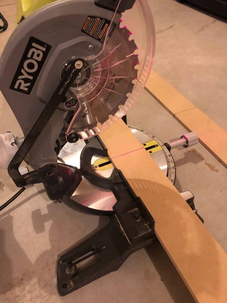 Use a miter saw to cut your MDF strips. 