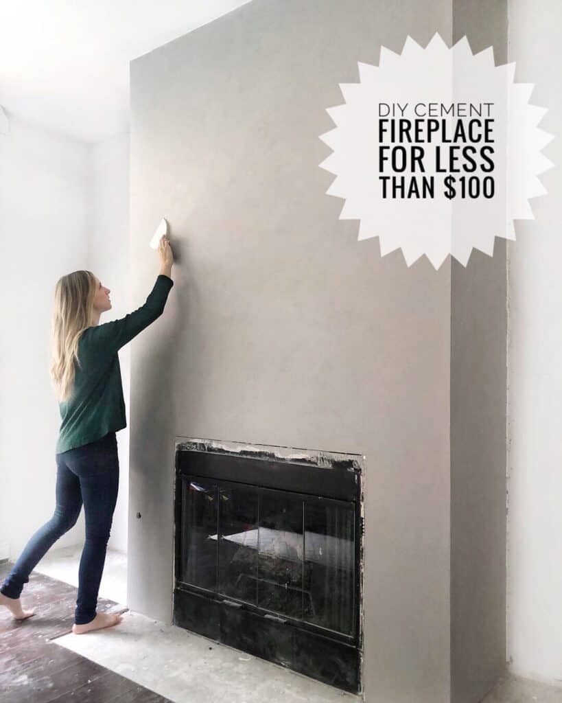 Build your own DIY Cement Look Fireplace to give your home a modern and cozy look. 
