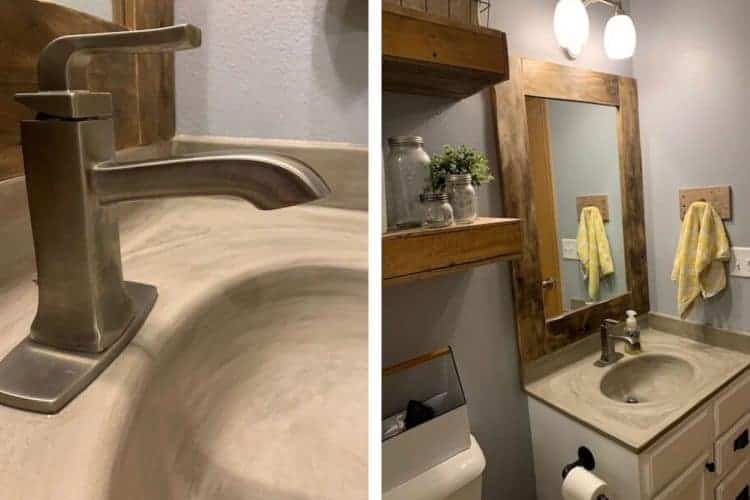 Transform your bathroom sink into a faux concrete look. 